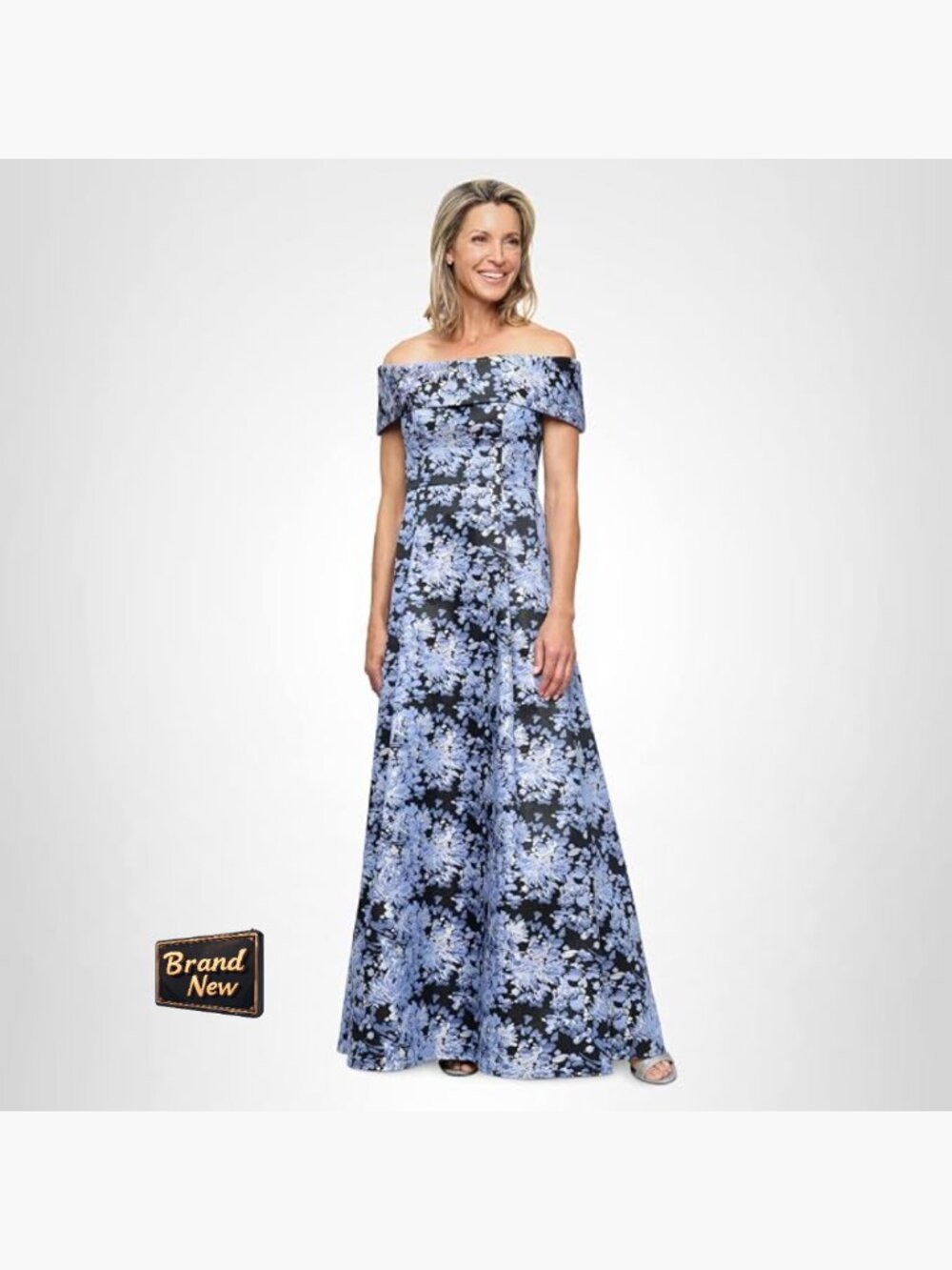 Elegant Formal Off-Shoulder Ballgown Mother of Bride Dress w/ Pockets